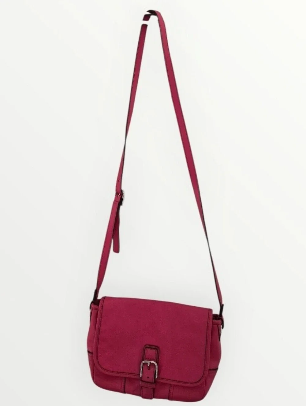 COACH Vintage Y2k Hadley Field Bag in a vibrant strawberry pink color.